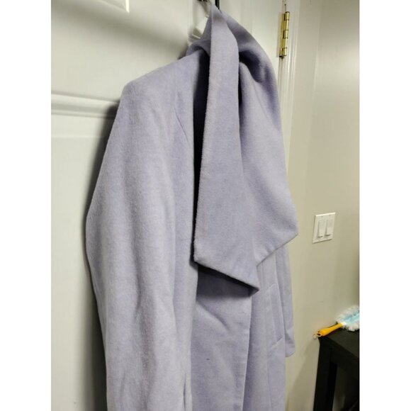NWT Cole Haan Wool Blend Notch Lapel Longline Belted Coat Purple Women's Size 2 - Picture 4 of 8
